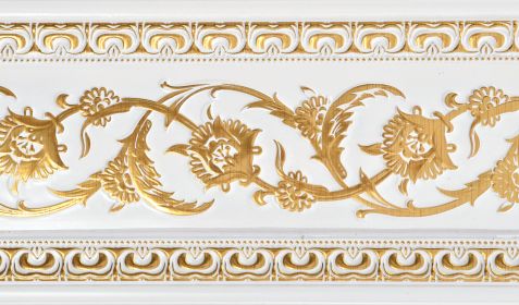 Gold on French White Floral Chair Rail 92 inch