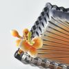 Golden Blossom Amber Glass Display Tray