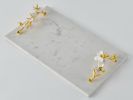 Orchid Bloom Marble Tray with Gold Handles