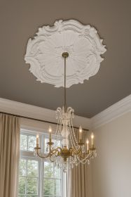 White Rococo Round Ceiling Medallion 16.5 inch