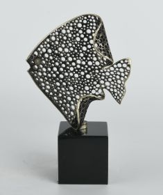Silver Angelfish Sculpture on Marble Base