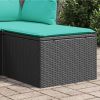 Garden Stool Black stool, Blue cushion