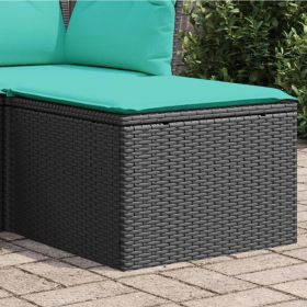 Garden Stool Black stool, Blue cushion
