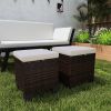 2 Pieces Wicker Outdoor Ottomans