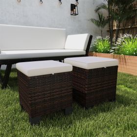 2 Pieces Wicker Outdoor Ottomans