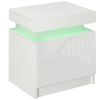 Nightstand, Bedside Table with LED Lights and 2 Drawers for Bedroom, Living Room, White
