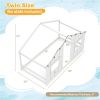 Twin-Size Kids House White Floor Bed- 82"x42"x51" Size, LED Light Strip (8 Warm-Glow Bulbs) for Cozy Atmosphere