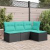 Garden Stool Black stool, Blue cushion