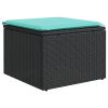 Garden Stool Black stool, Blue cushion