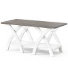 40 Inch Farmhouse Wooden Coffee Table with Storage Shelf with X-shaped Legs