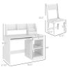 Kids Desk and Chair Set for 5-8 Year Olds with Storage, Study Desk with Chair, White