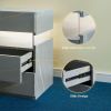 LED Nightstands 3 Drawer Dresser for Bedroom End Table with Acrylic Board LED Bedside Tables for Bedroom Living Room Bedside Furniture (Grey+Gold)