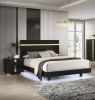 Modern Black 3pc Bedroom Set Full Size Bed w LED 2x Nightstands Mattress Ready Furniture Acrylic Trim