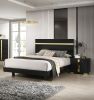 Modern Black 3pc Bedroom Set Full Size Bed w LED 2x Nightstands Mattress Ready Furniture Acrylic Trim