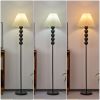 Mid Century Modern Wood Large Floor Lamp with Pleated Lampshade 65"H Classic modern lighting for living rooms and bedrooms