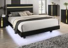 Modern Black 3pc Bedroom Set Full Size Bed w LED 2x Nightstands Mattress Ready Furniture Acrylic Trim
