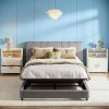 2-Drawer Nightstand, Modern Bedside Table with Open Storage