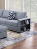 Contemporary Functional Sectional Sofa 4pc Set Gray Boucle Couch Loveseat w Built-in Shelfs Wedge, Ottoman Living Room Furniture L-Shaped Design Couch