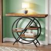 Console Table, Entryway Table with Geometric Metal Frame