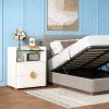 2-Drawer Nightstand, Modern Bedside Table with Open Storage