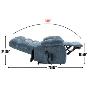 Lift Recliner Chair Heat Massage Dual Motor Infinite Position Up to 350 LBS Large Electric Power Lift Recliners with Power-Remote (Color: as picture)