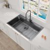 Aqucubic Gunmetal black handmade 16/18 Gauge 304 Stainless Steel Top Mount Single Bowl Kitchen Sink with ledge
