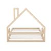 Full Size Wood Floor Bed with House-shaped Headboard