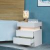 Modern LED Nightstand with 2 High Gloss Drawers and RGB Lights â€“ Wood LED Bedside Table for Bedroom, Living Room, Children's Room
