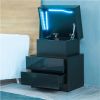 Modern LED Nightstand with 2 High Gloss Drawers and RGB Lights â€“ Wood LED Bedside Table for Bedroom, Living Room, Children's Room