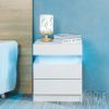 Modern LED Nightstand with 2 High Gloss Drawers and RGB Lights â€“ Wood LED Bedside Table for Bedroom, Living Room, Children's Room