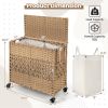 110L 2-Section Laundry Hamper with 2 Removable and Washable Liner Bags