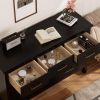 7 Drawer Dresser For Bedroom, Wood Storage Cabinet With Black Handles, Modern Closet Of Drawers for Living Room