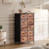 Bedside Table For Bedroom With 10 Fabric Drawers Storage Cabinet Steel Frame Closet For Clothes Storage Display Cabinet