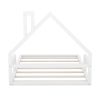 Full Size Wood Floor Bed with House-shaped Headboard